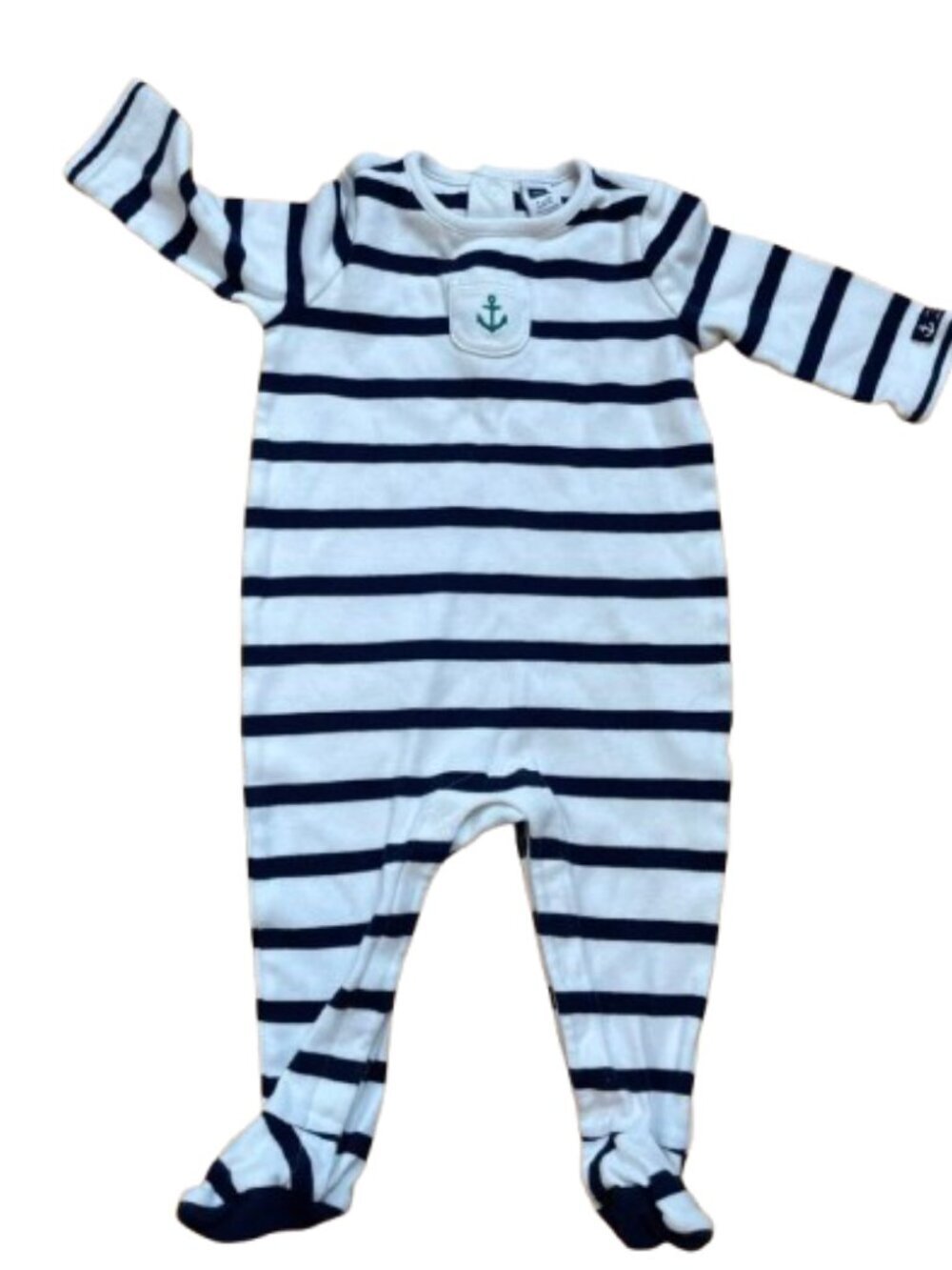 Janie & Jack Navy & White 6-12m Footed One-Piece